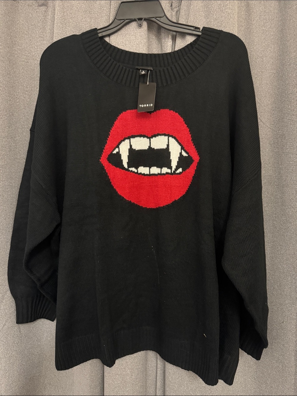 torrid Black Sweater with Red Vampire Lip Graphic